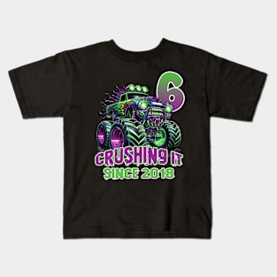 Monster Truck Birthday Tee 6th Birthday Boy Gift Awesome Since 2018 Tee Custom Monster Truck Tee Kids T-Shirt